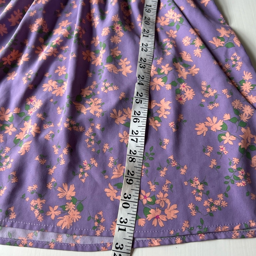 Wayf: Delancy Smocked Waist Lavender Floral Print Boho Mini Dress XS - Picture 8 of 8